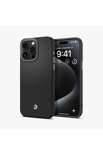 Spigen IPhone 15 Pro Case Enzo Aramid MagFit Matte Black with MagSafe - ACS07045