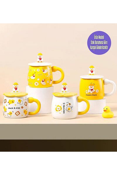 Gift Moda Ceramic Mug with Duck Figure and Lid
