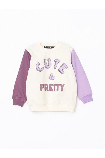 LC Waikiki Lcw Kids Crew Neck Printed Baby Girl Tracksuit Set