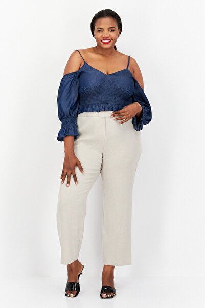 Urban Bliss Women Sweetheart Long Sleeves Plain Top, Navy