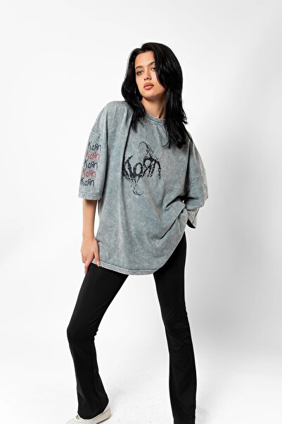 Bak Moda Μπλουζάκι Unisex Oversize με λευκό κέρατο που πλένεται