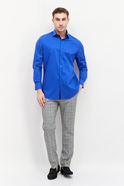 VAN HEUSEN Men Regular Fit Plain Long Sleeves Dress Shirt, Blue