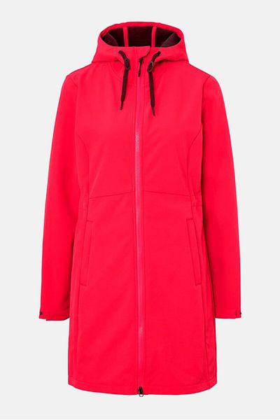 Tchibo Women Hooded Long Sleeve Plain Softshell Coat, Red