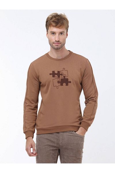 Kip Crew Neck Camel Feather Sweatshirt