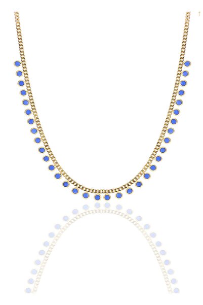 Söğütlü Silver Gümüş altın yaldızlı turkuaz taşlı gurmet zincirli kolye SGTL1...