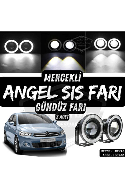 caralp Citroen C Elysee 2012-2023 Uyumlu Mercekli Angel Sis Farı Metal 76 mm ...