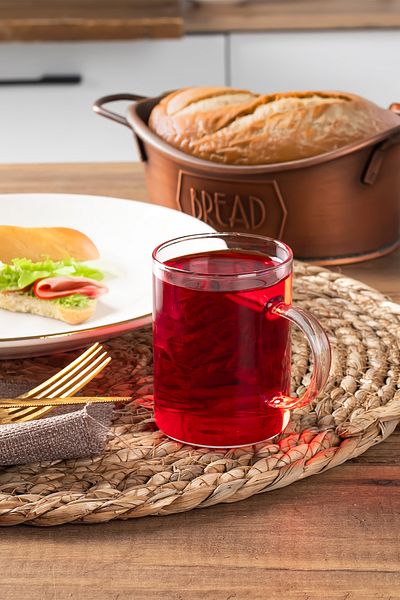 Porsima 6080 Set of 3 Borosilicate Glass Handles Waterproof and Fireproof 200ml Tea Cups