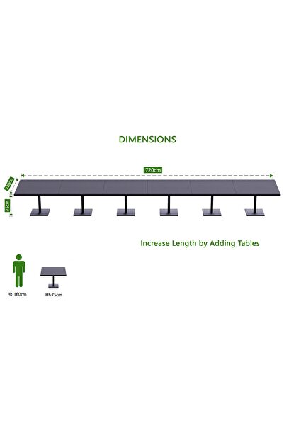 Mahmayi Ristoran Bar Table Square Base - 24 Seater Cocktail Bistro Table for Pub, Living Room-Black