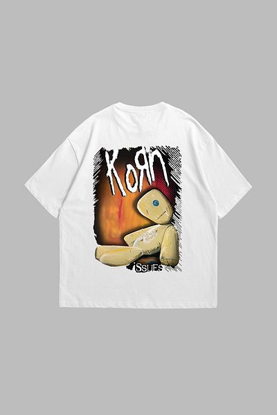 Sekizbiraltı Korn Back Printed Oversize Unisex Λευκό Tshirt