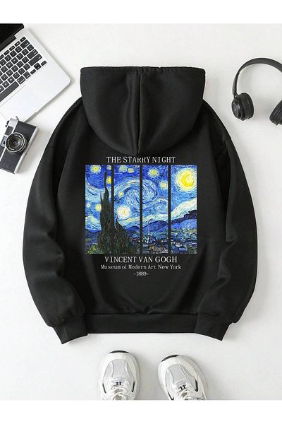LUNAVISTA Night Printed Starry Hooded Sweatshirt Hoodie