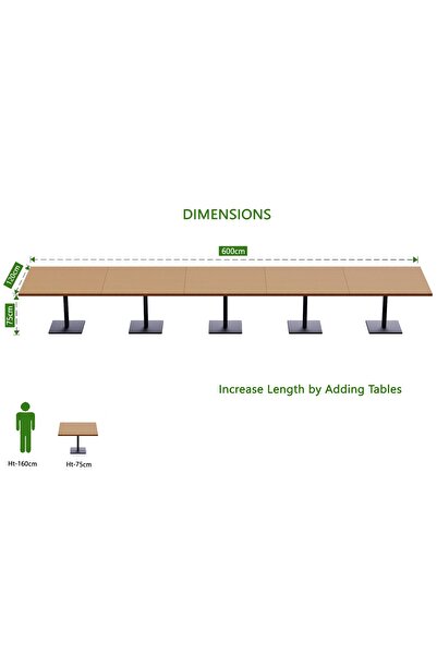 Mahmayi Ristoran Bar Table Square Base - 20 Seater Cocktail Bistro Table for Pub-Light Walnut