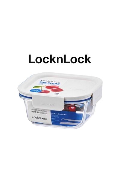 locknlock Clear Glass Square 750ml White - Durable, Airtight, Heat-Resistant Food Storage Container
