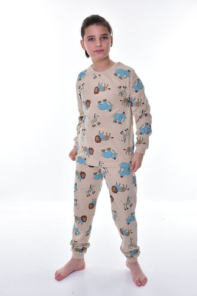 depobukids Elephant Lion Zebra Printed 100% Cotton Long Sleeve Men's Pajamas Set (3,4,5,6,7,8 Years)