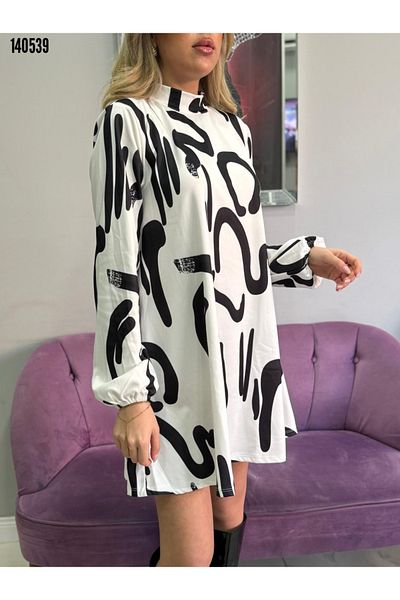 Kokosh moda Rochie scurtă de scafandru cu mânecă lungă cu model jumătate de gât pentru femei