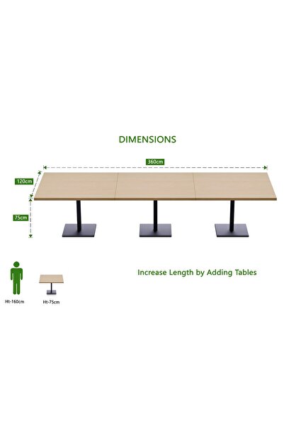 Mahmayi Ristoran Bar Table Square Base - 12 Seater Cocktail Bistro Table for Pub, Living Room-Oak