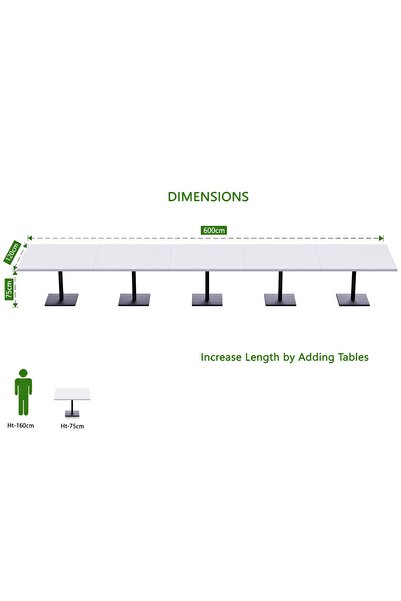 Mahmayi Ristoran Bar Table Square Base - 20 Seater Cocktail Bistro Table for Pub, Living Room-White