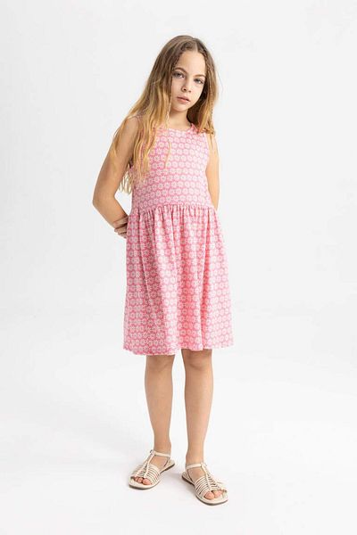 DeFacto B4338A8 Rochie fără mâneci cu model pentru fete
