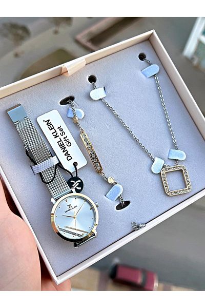 Daniel Klein Women's Watch with Steel Cord Steel Jewelry Set Gift Bdk.10084-2