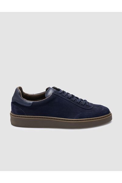 Cabani 100% Genuine Leather Navy Blue Suede Men's Sneakers