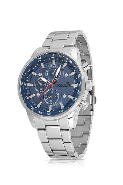 Polo Air Stylish Metal Men's Wrist Watch Silver Navy Blue Color Pl-0962E2X