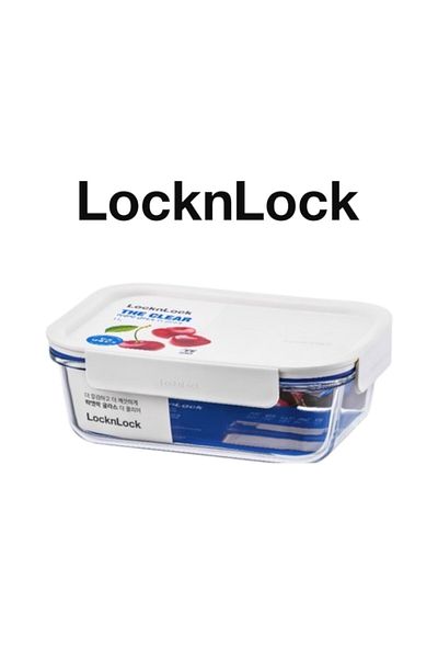 locknlock Clear Glass Rectangular 2L White - Durable, Airtight, Heat-Resistant Food Container