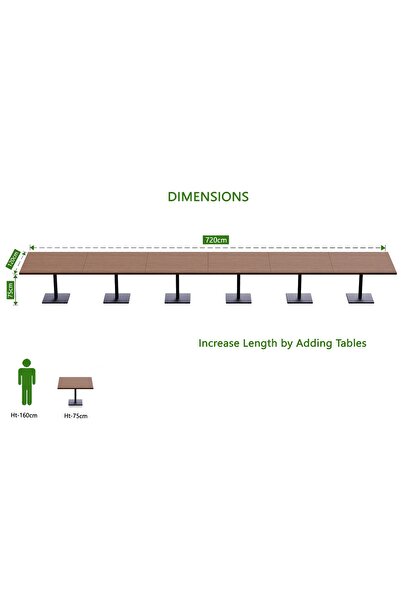 Mahmayi Ristoran Bar Table Square Base - 24 Seater Cocktail Bistro Table for Pub-Dark Walnut