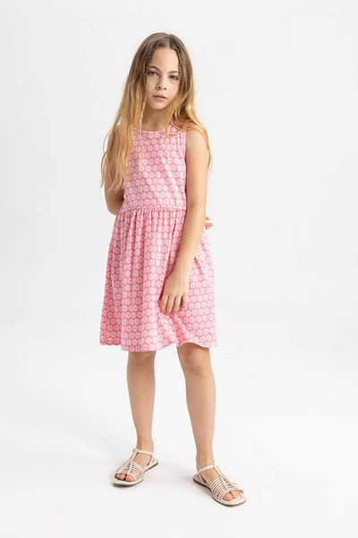 DeFacto B4338A8 Rochie fără mâneci cu model pentru fete