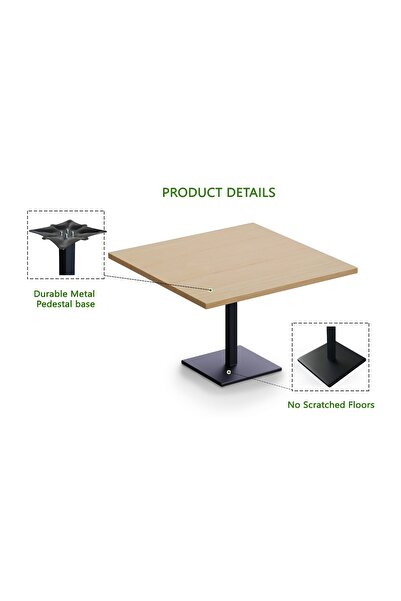 Mahmayi Ristoran Bar Table Square Base - 12 Seater Cocktail Bistro Table for Pub, Living Room-Oak