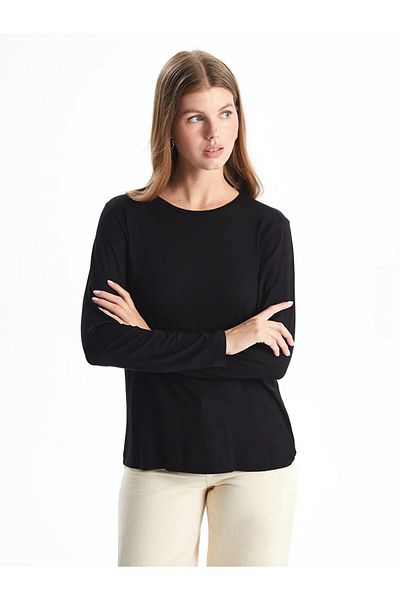 LC Waikiki Tricou de damă LCWAIKIKI Classic Black Crew Deck