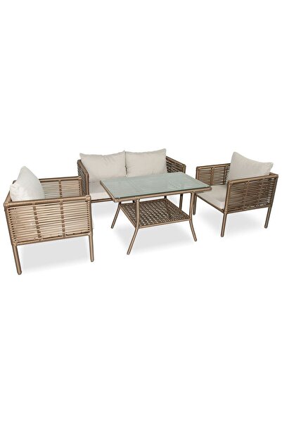VAVRATTAN New York Rattan Bahçe Takımı 2 1 1 Sehpa-küf