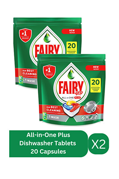 Fairy أقراص غسالة الأطباق الكل في واحد بلس باللون الأصفر 20 كبسولة × 2