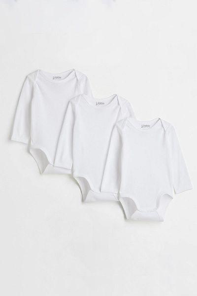 Lilabio 100% Organic Cotton 3-Piece Long Sleeve Baby Bodysuit