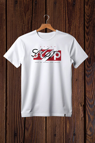 FECCY Tricou oversize din bumbac cu imprimeu Never Stop
