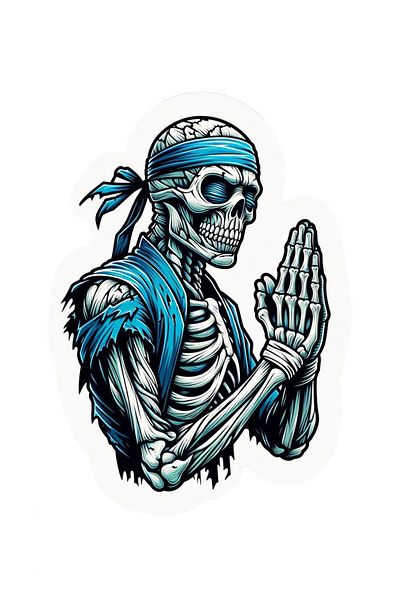 MegaSticker Autocolant Karate Skeleton pentru mașină, motocicletă, cască și laptop - 13x10 cm