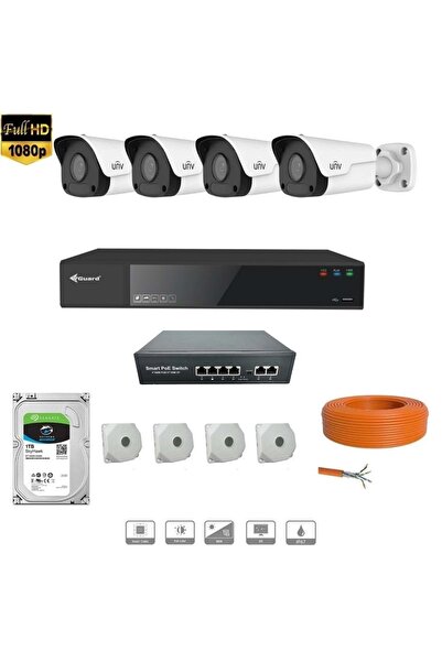 Uniview 4 Mp Ip Kamera 4 Kameralı Full Hd Set