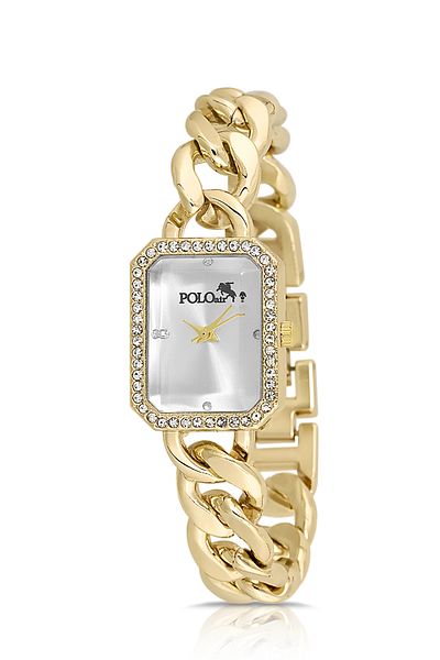 Polo Air Gold Jewelled Chain Cord Women's Wristwatch - Pl-1494B1X