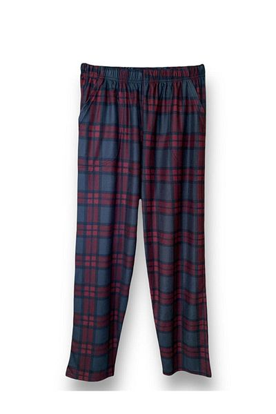 FORMO Men's Red Plaid Suede High Quality Soft Winter Pajama Bottoms with Pockets