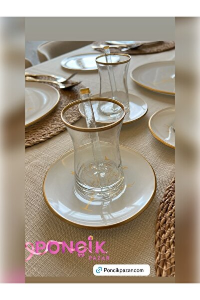 PONCİKPAZAR 12 PARÇA AĞAÇ MODEL ÇAY SETİ