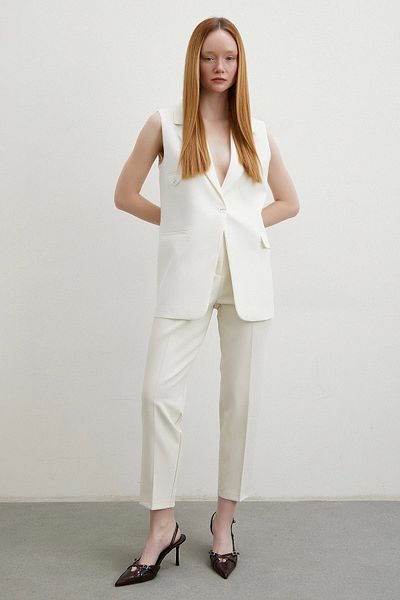 Never more Παντελόνι Ecru Skinny Fabric