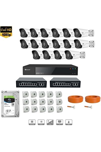 Uniview 4 Mp Ip Kamera 16 Kameralı Full Hd Set