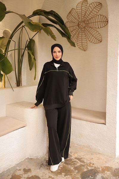 MİMİ Luxury Wear Σετ φόρμας Hijab με φερμουάρ - Διπλός γιακάς