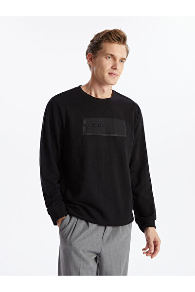 LC Waikiki Trendlucky Men's Printed Sweatshirt with Oval Collar and Long Sleeves