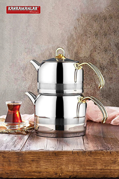 Kahramanlar Enza Orta Boy Gold Çaydanlık Takımı