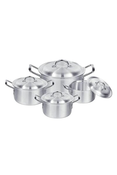 ALMUFARREJ طقم أواني طهي من الألومنيوم مكون من 8 قطع باللون الفضي