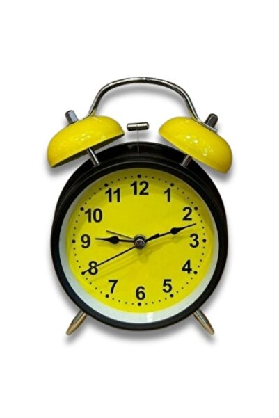 HEDİYE FİKRİ Büyük Boy Nostaljik Sarı Renkli  Metal Işıklı Çanlı Çalar Saat