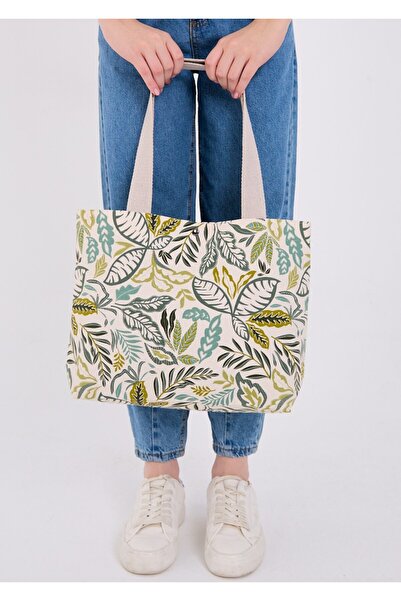 Pure Touch |   Canvas Women's Bag, Large Size, Lined, Snap Fastener, Inner Po...