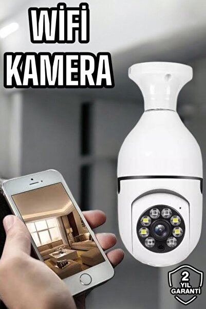 AyrStore Ampul Görünümlü Güvenlik Kamerası Duylu Wifi Kamerası Dönebilen