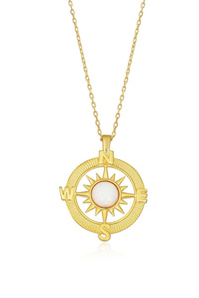 LOTUS JW Opal Taşlı Pusula Kolye & Işıklı Kolye Kutusu - 925 Ayar Gümüş Kolye