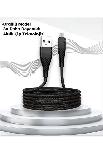Matutech Örgü Sargılı USB to Type C Hızlı Şarj ve Data Transfer Özellikli Şar...