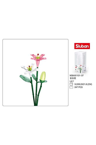 Sluban Flower Vase Building Kit - A Unique Flower Container with 243 PCS and Flowers Lily